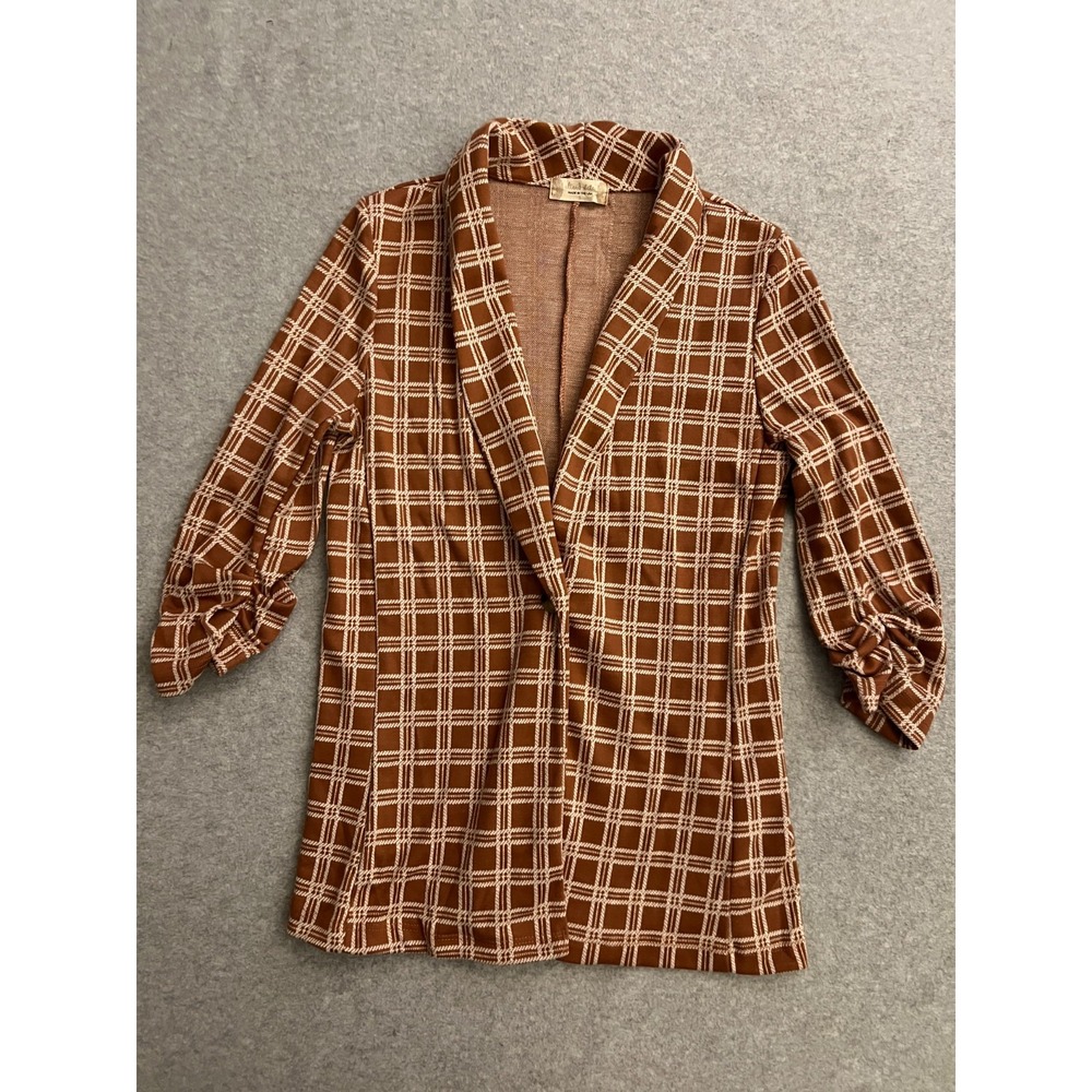Altar'd State Plaid Blazer Small Rust Brown One Button Oversized Fit y2K NWT